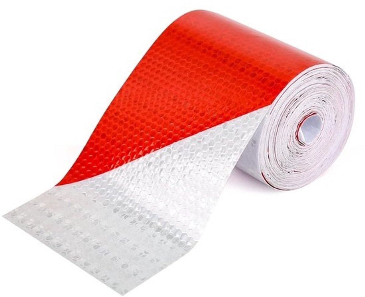 Reflecterende plakband 10 m x 10 cm - Rode waarschuwingsband voor voertuigen
