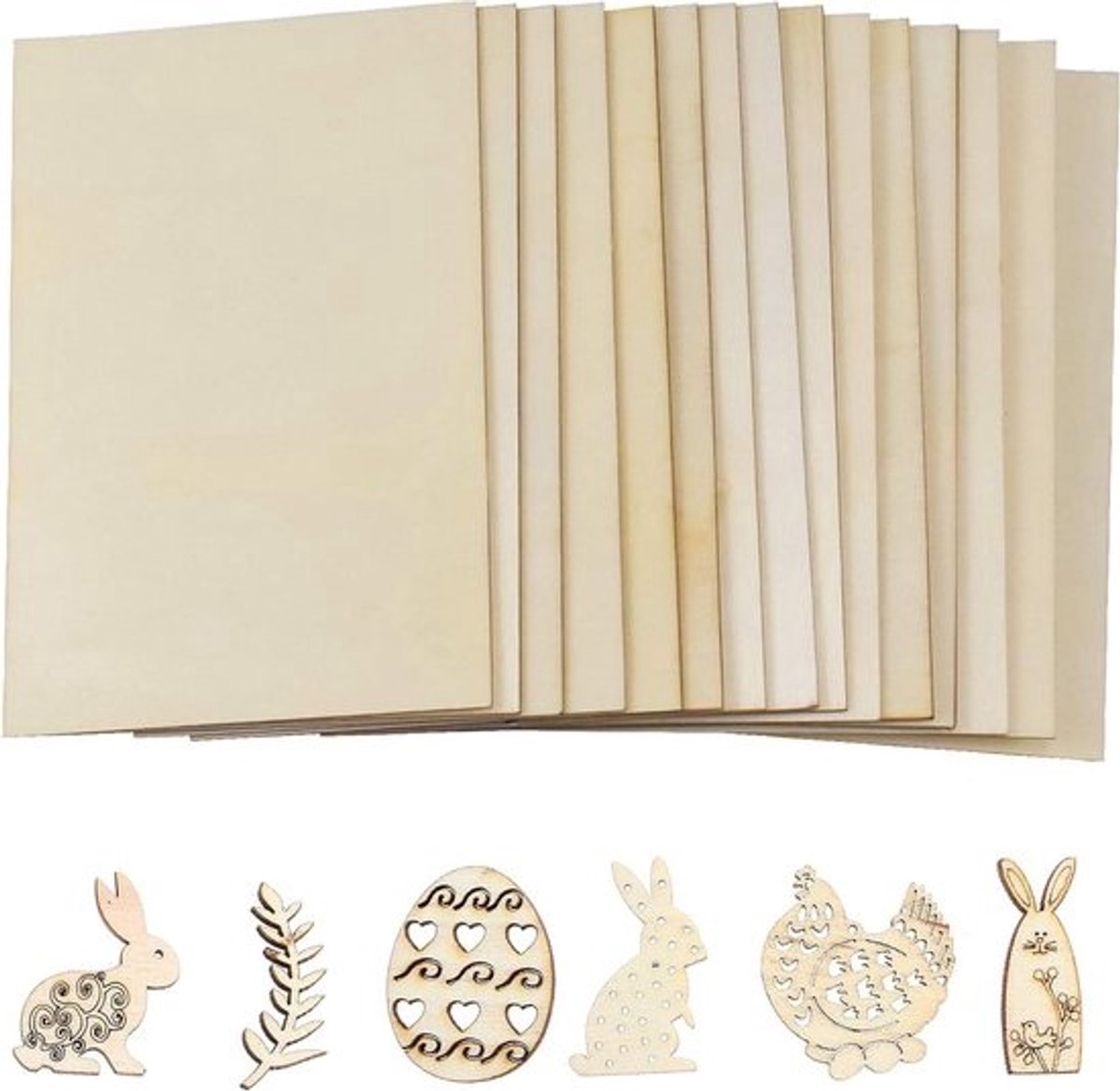 Set van 15 balsahoutplaten 1.5 mm, 15 x 10 cm - voor DIY, modelbouw en schilderen