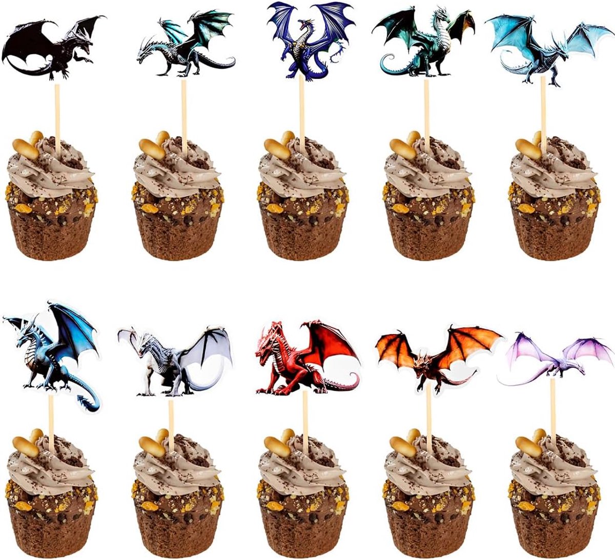 30 stuks dinosaurus-taartdecoratie, realistische cupcake-toppers voor kinderfeesten, ideaal voor taartdecoratie en feesten