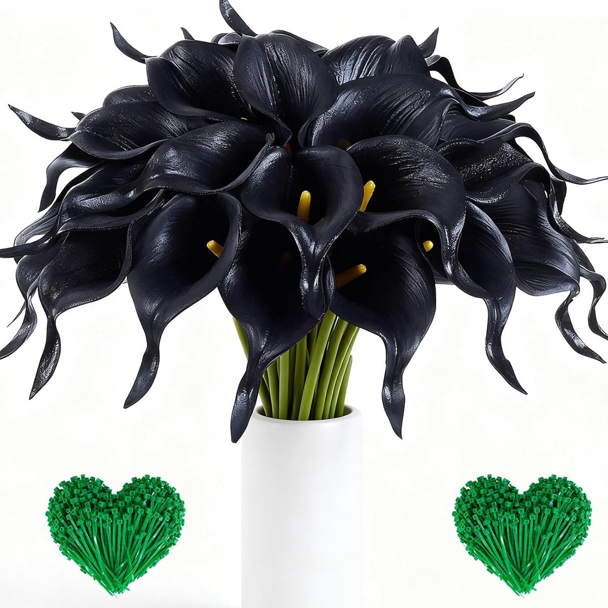 10 kunstmatige zwarte calla-lelies, decoratie voor bruiloft en