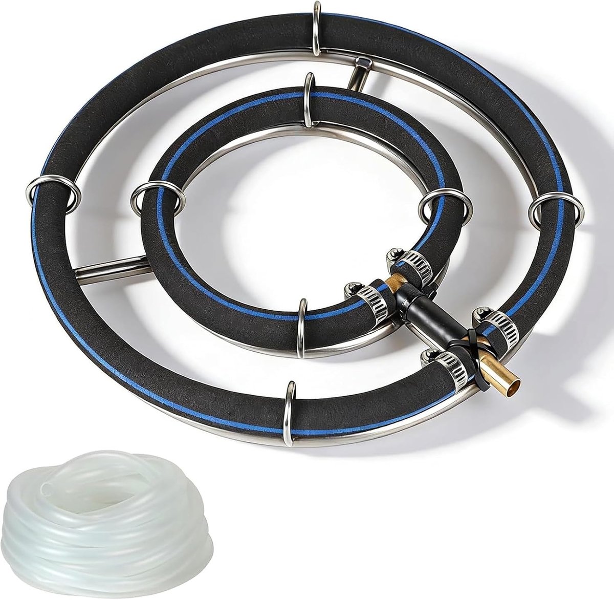Beluchter, vijver, beluchterring, 2-in-1, roestvrij staal 304, Ø 8 mm + 5 m