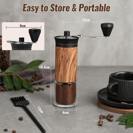 Handmatige koffiemolen met keramische maalsteen en roestvrijstalen behuizing voor perfect gemalen koffie — afbeelding 2