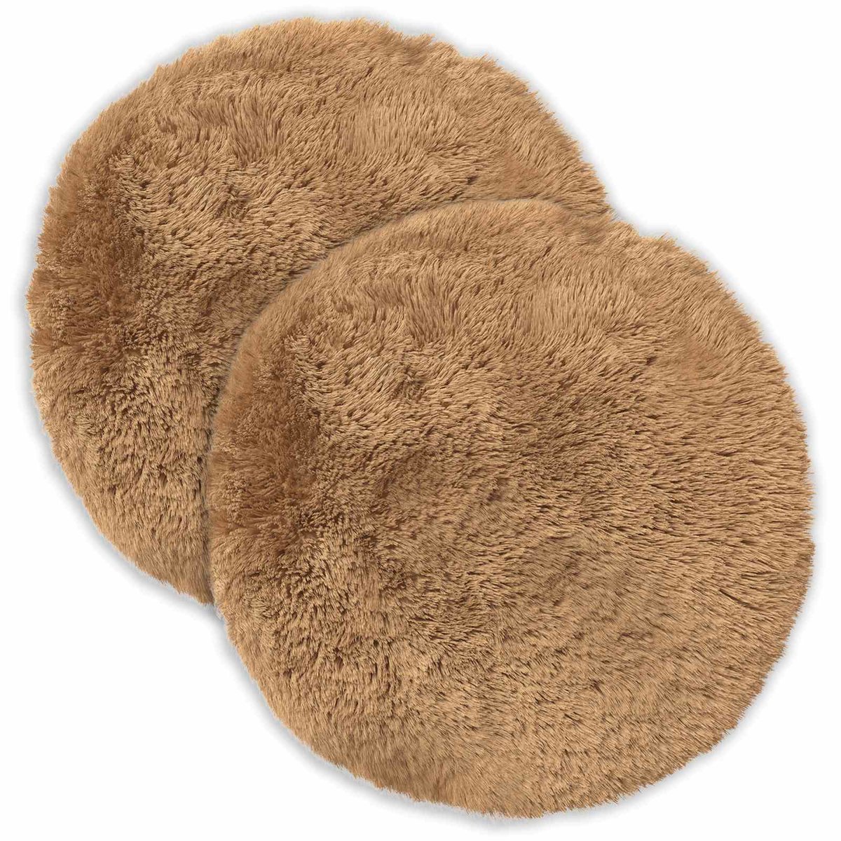 vidaXL Dekenkussen - 2 - st - HEERLEN - Taupe - Diam. - 50 - cm - PV - Fleece
