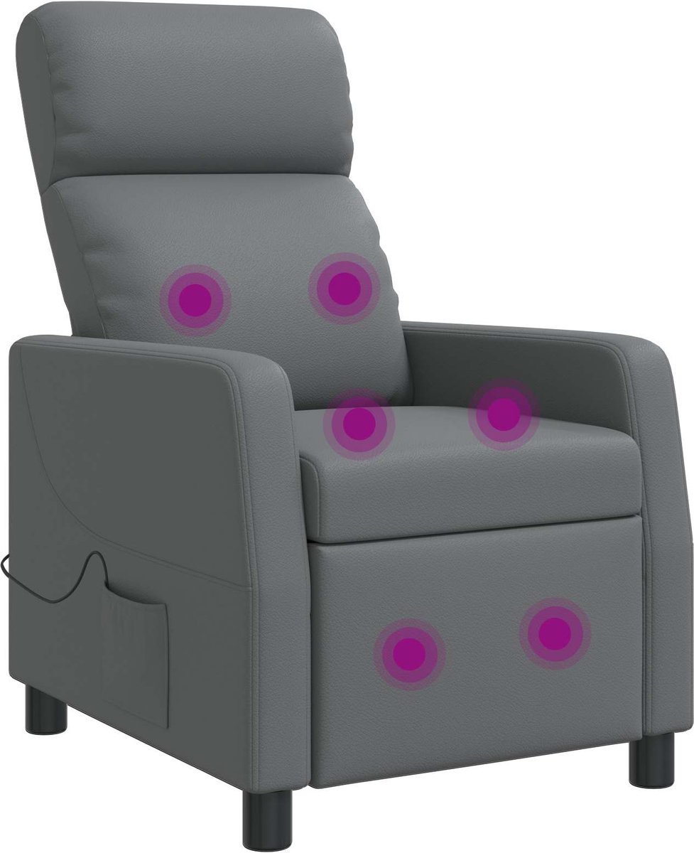 vidaXL Massage - Relaxstoel - Grijs - Kunstleer