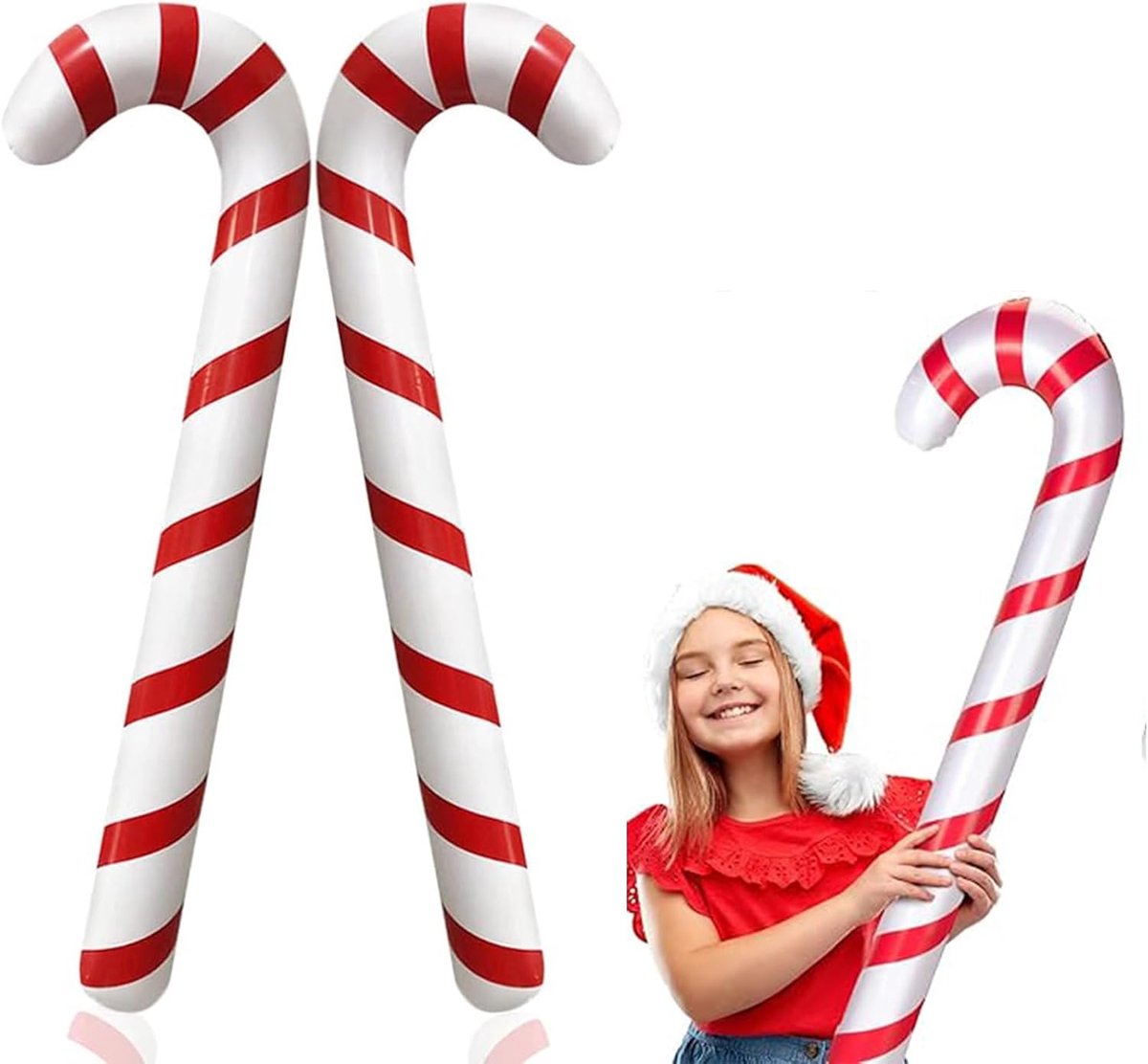 Opblaasbare suikerstokken, 3 stuks, 88 cm, opblaasbare kerstdecoratie, kerstdecoratie, zuurstokken - ShopVlot