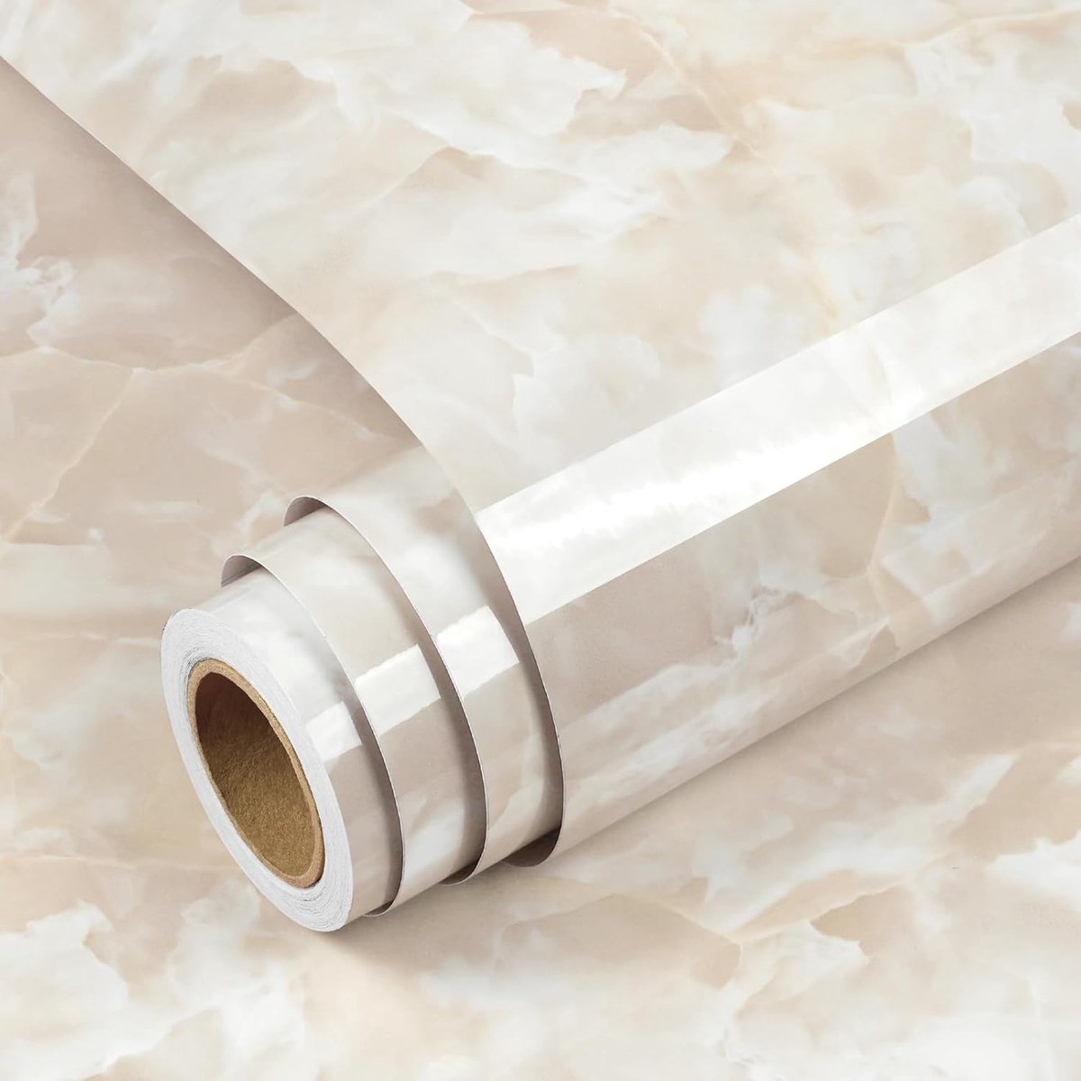 Yenhome Plakfolie, marmerlook, beige, crème, meubelfolie, 40 x 300 cm, waterdichte meubelfolie, keuken, werkblad - ShopVlot