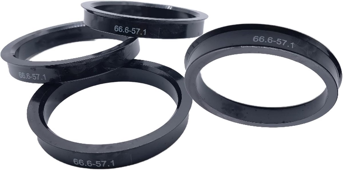 4X 66.6mm to 57.1mm Wheel Hub Centering Rings Compatible with VW, Mercedes-Benz and Audi, Black Plastic - ShopVlot