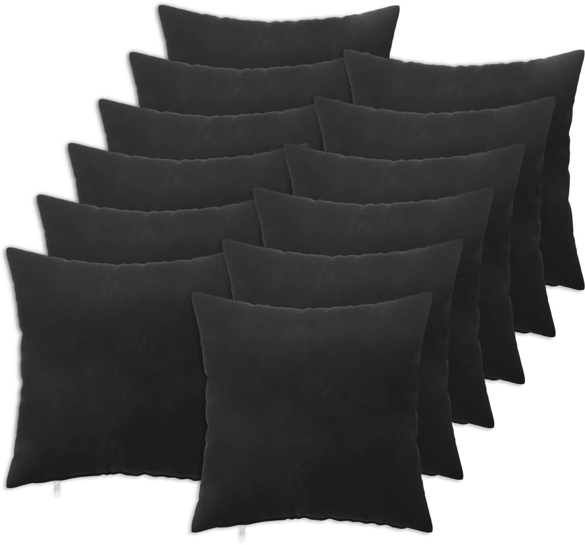 vidaXL Dekenkussen - 12 - st - HEERLEN - Zwart - 45 - x - 45 - cm - fluweel