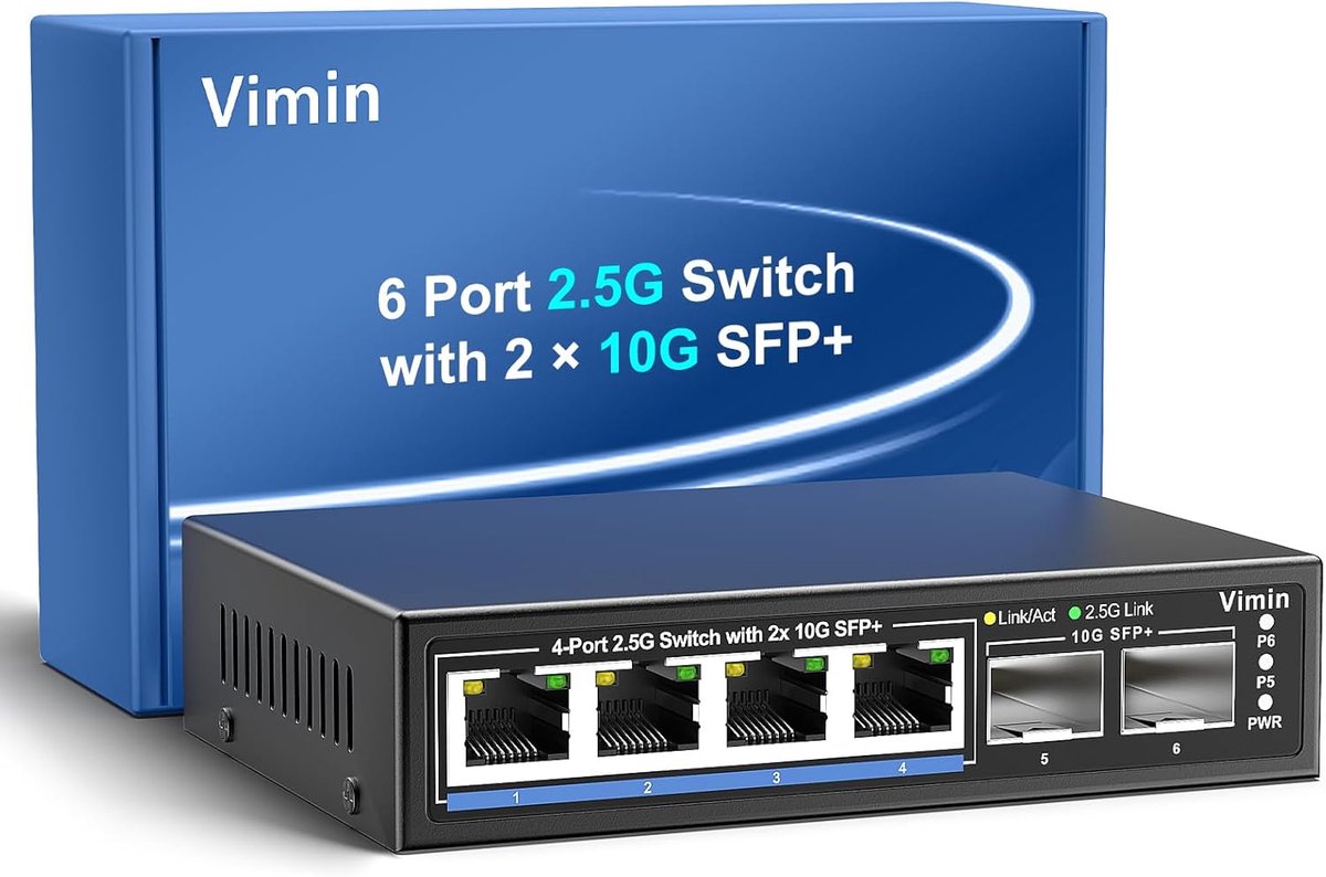 Netwerk Switch 6 Poorten 2.5G - 4x 2.5Gbase-T - 2x 10G SFP+ - Betrouwbare netwerksnelheid - ShopVlot
