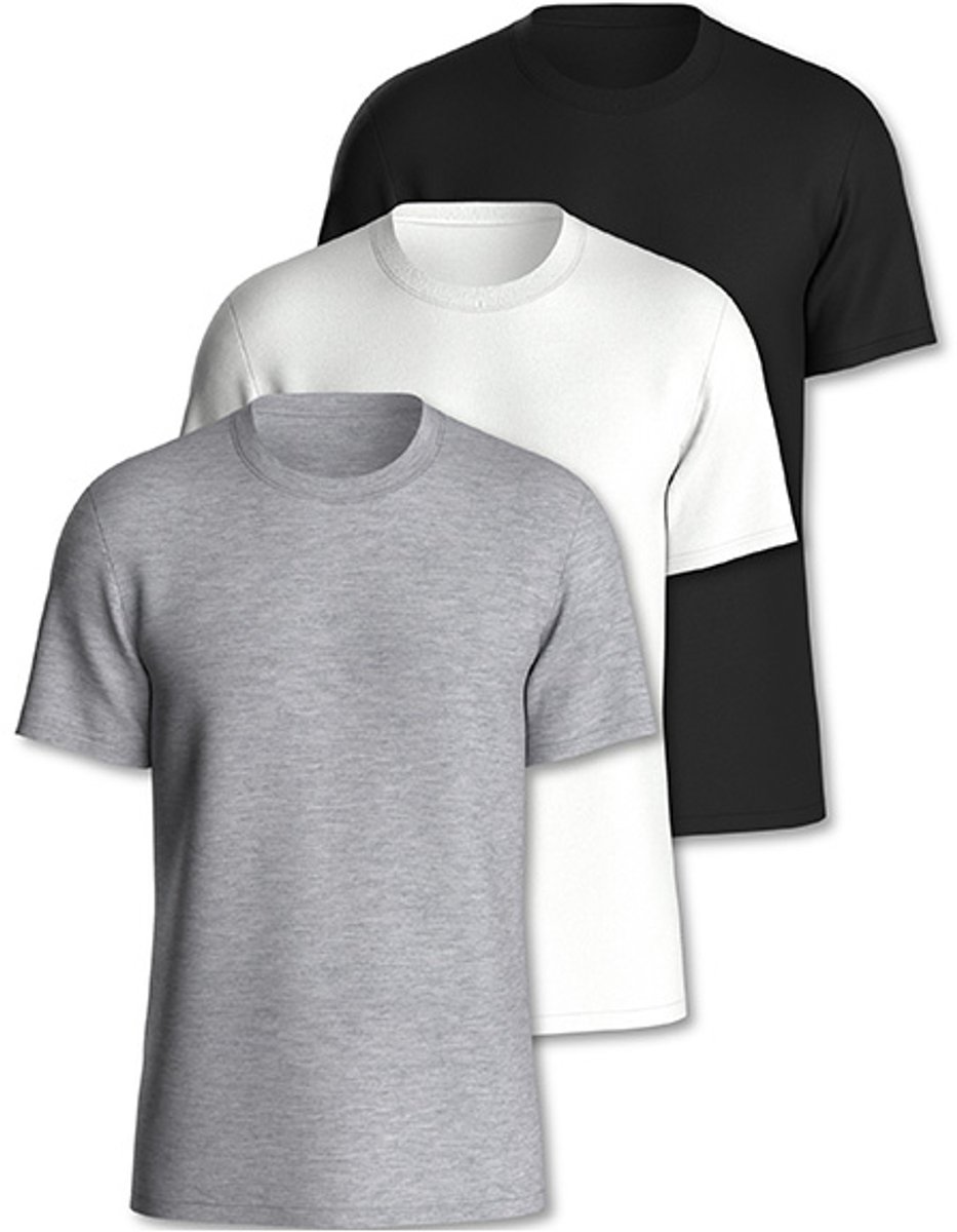 Comfort Essentials - Set van 3 zachte heren T-shirts van 100% katoen - Zwart-Grijs-Wit - XXL