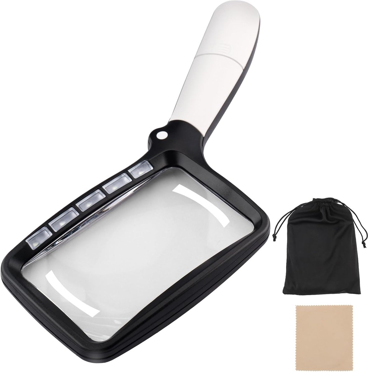 Reading Magnifier with Light, 3 x Magnifier with 5 LEDs, Practical and Portable for Seniors, Children, Leisure - ShopVlot