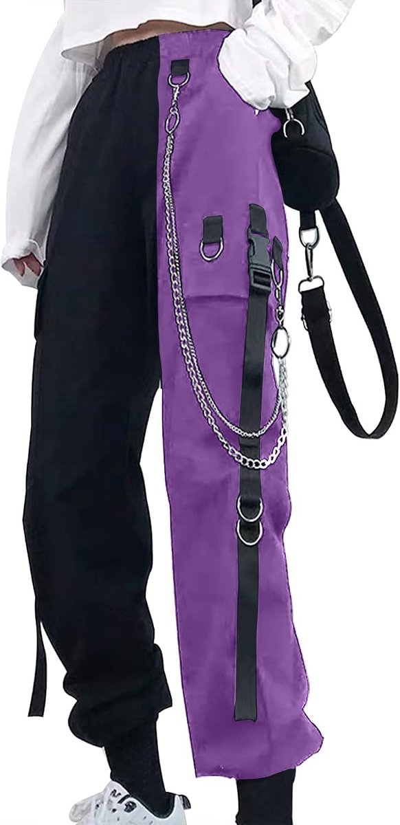 Cargobroek voor dames, met broekketting, gothic kleding, gothic kleding, gothic stijl, Y2k, techwear broek
