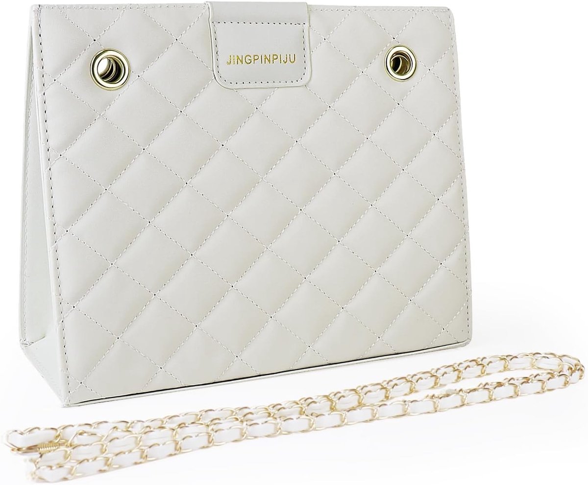 Dames schoudertas met gewatteerd ontwerp, modieuze faux leren handtas met afneembare kettingriem, kleine crossbody tas met magnetische sluiting en trendy uitstraling