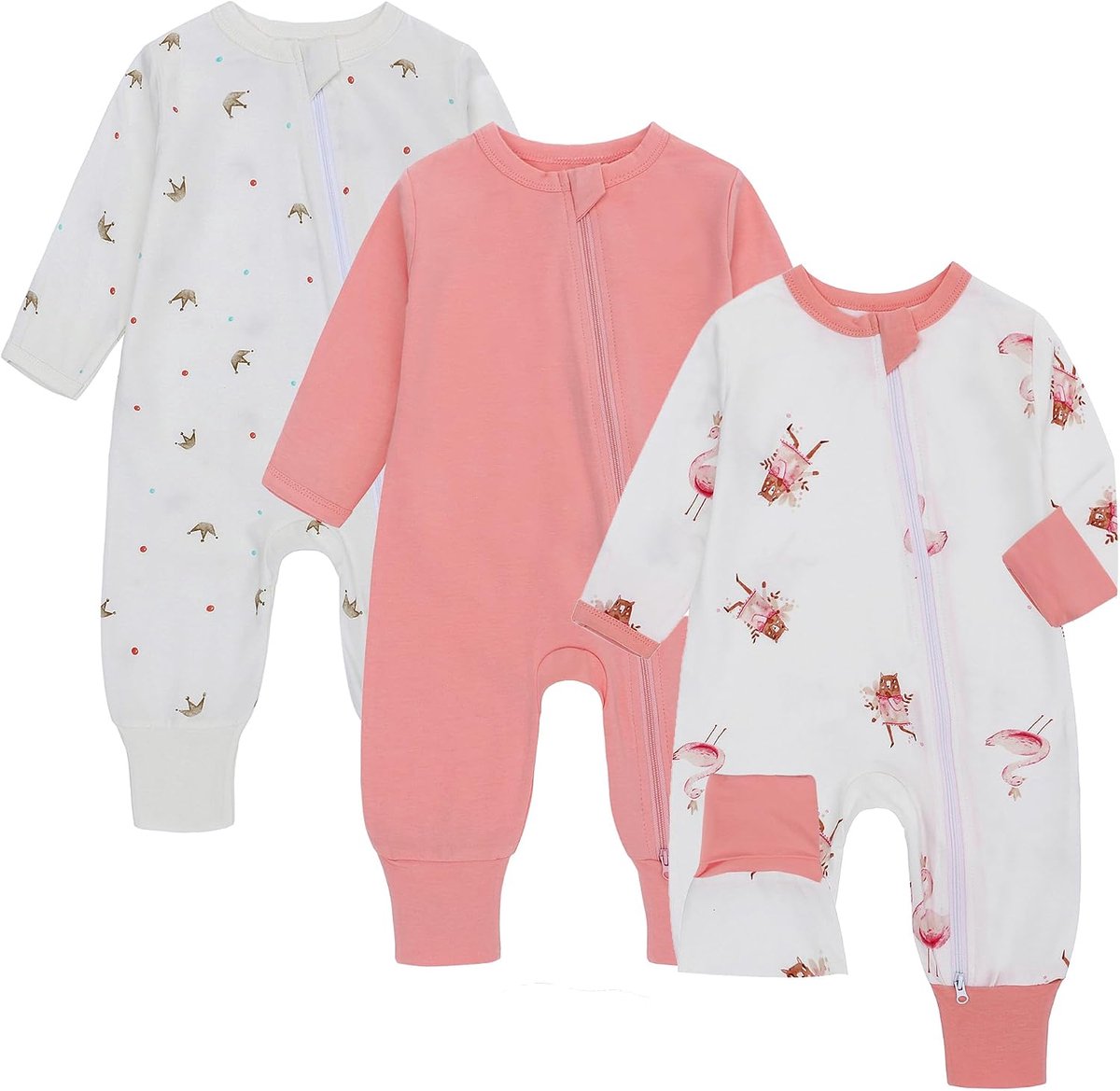 Babyrompertjes voor pasgeborenen, babykleding met lange mouwen, voor baby's van 0-24 maanden, 3 stuks