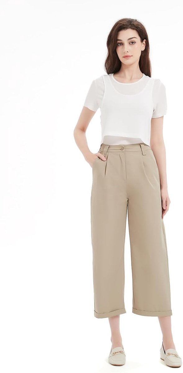Zomer vloeiende broek 7/8 lichtgewicht elastische taille met zakken capribroek casual chic zwart voor vakantie kantoor thuis of sport