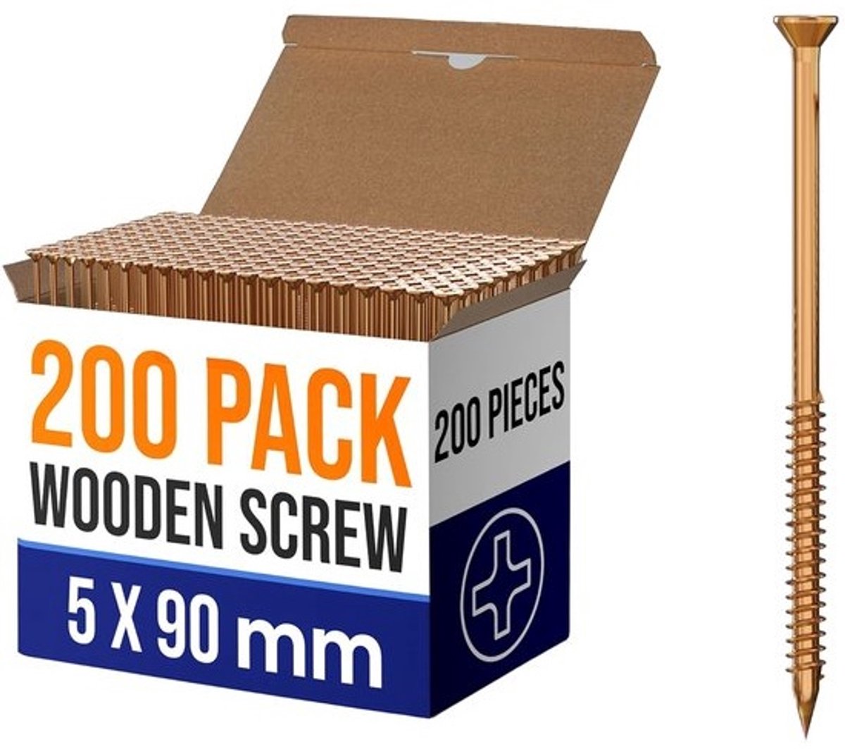 Houtschroeven - Zelftappende schroeven - Klusmateriaal - Snel grijppunt - 5 x 90 mm - Geel