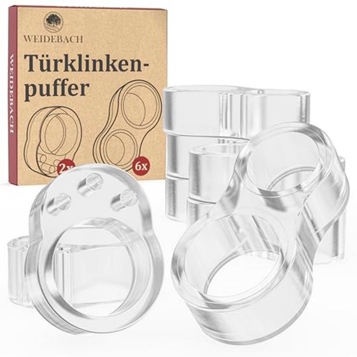 Robuuste deurstopper - Voor deuren - Set van 6 in cirkelvorm - 2 in 8-vorm - Transparante muur- en deurbescherming