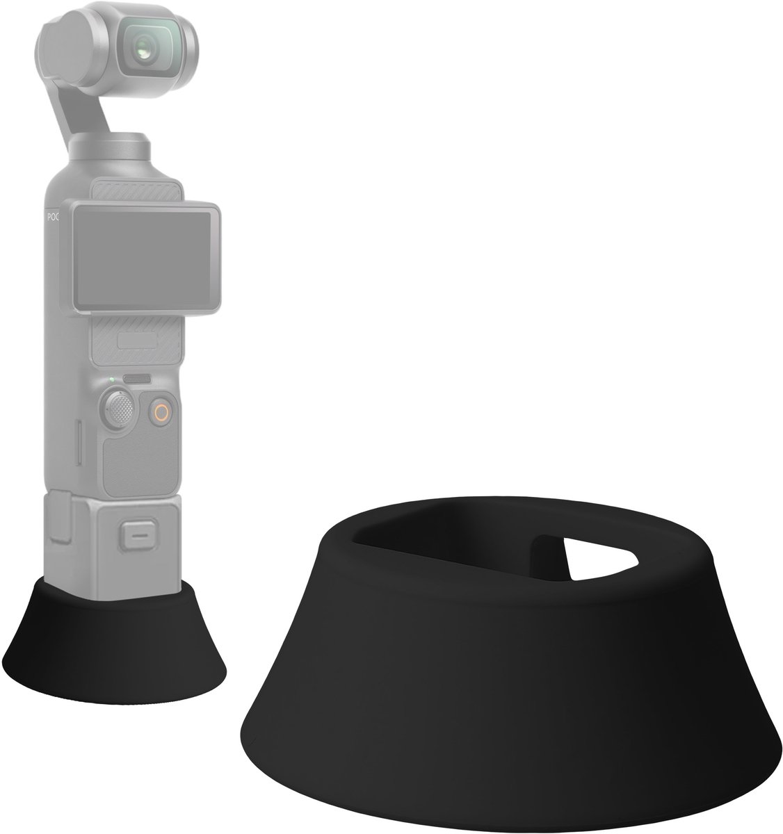 kwmobile Siliconen houder voor DJI Osmo Pocket 4 / Pocket 3 - Zelfklevende dashboard camerastandaard, compact met opening voor USB-kabel, zwart