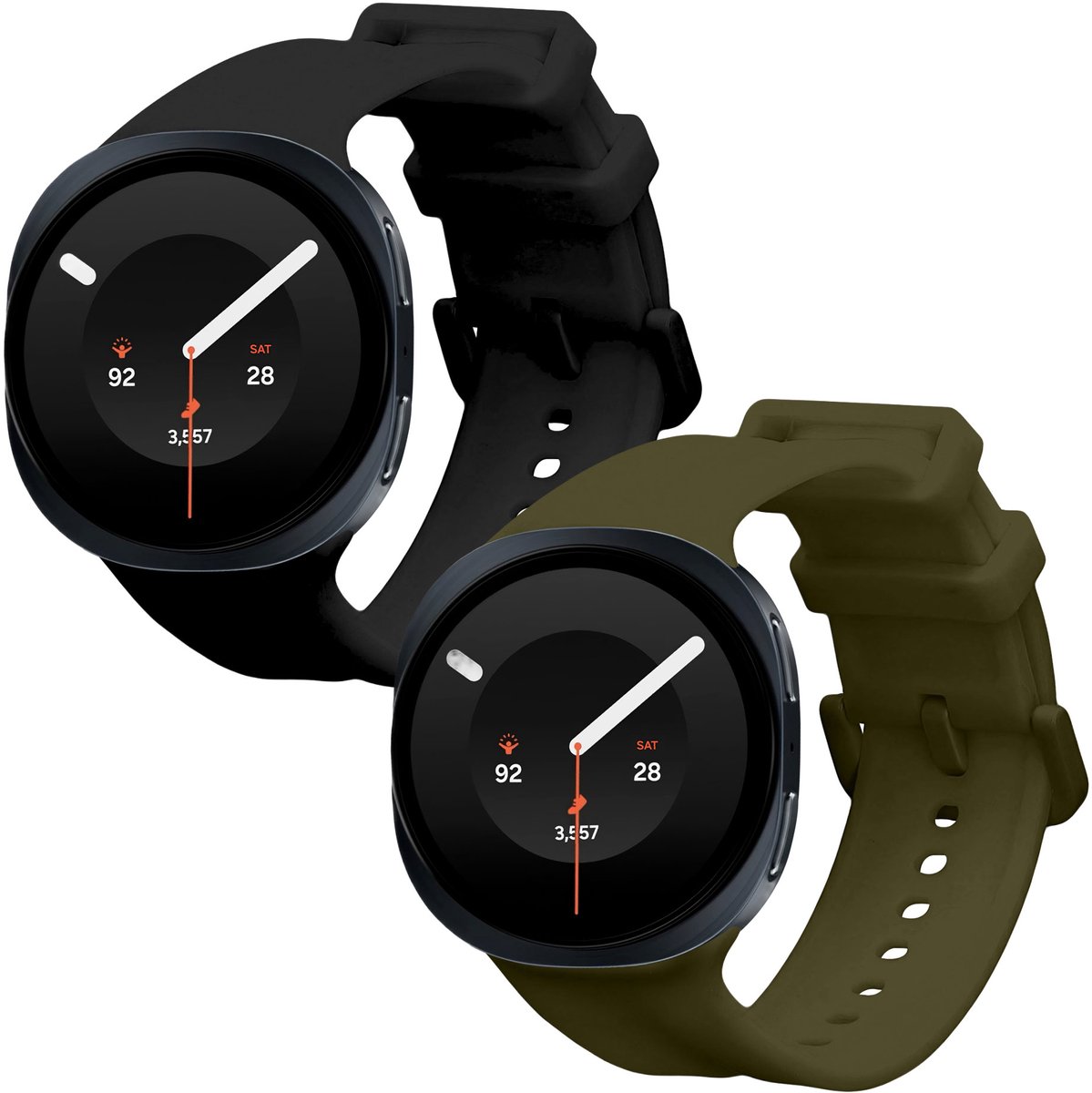 kwmobile 2x horlogebandjes geschikt voor Samsung Galaxy Watch 9 bandje - Smartwatch bandjes van TPU - Activity tracker horloge band in zwart / donkergroen