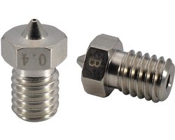 3D Printer Plated Wear Resistant M6 draad messing mondstuk Pack voor 1.75mm V6 Hotend Titan Aero Extruder Prusa I3 MK3 MK3S Anycubic I3 Mega 3D Printer, 2x0.4mm