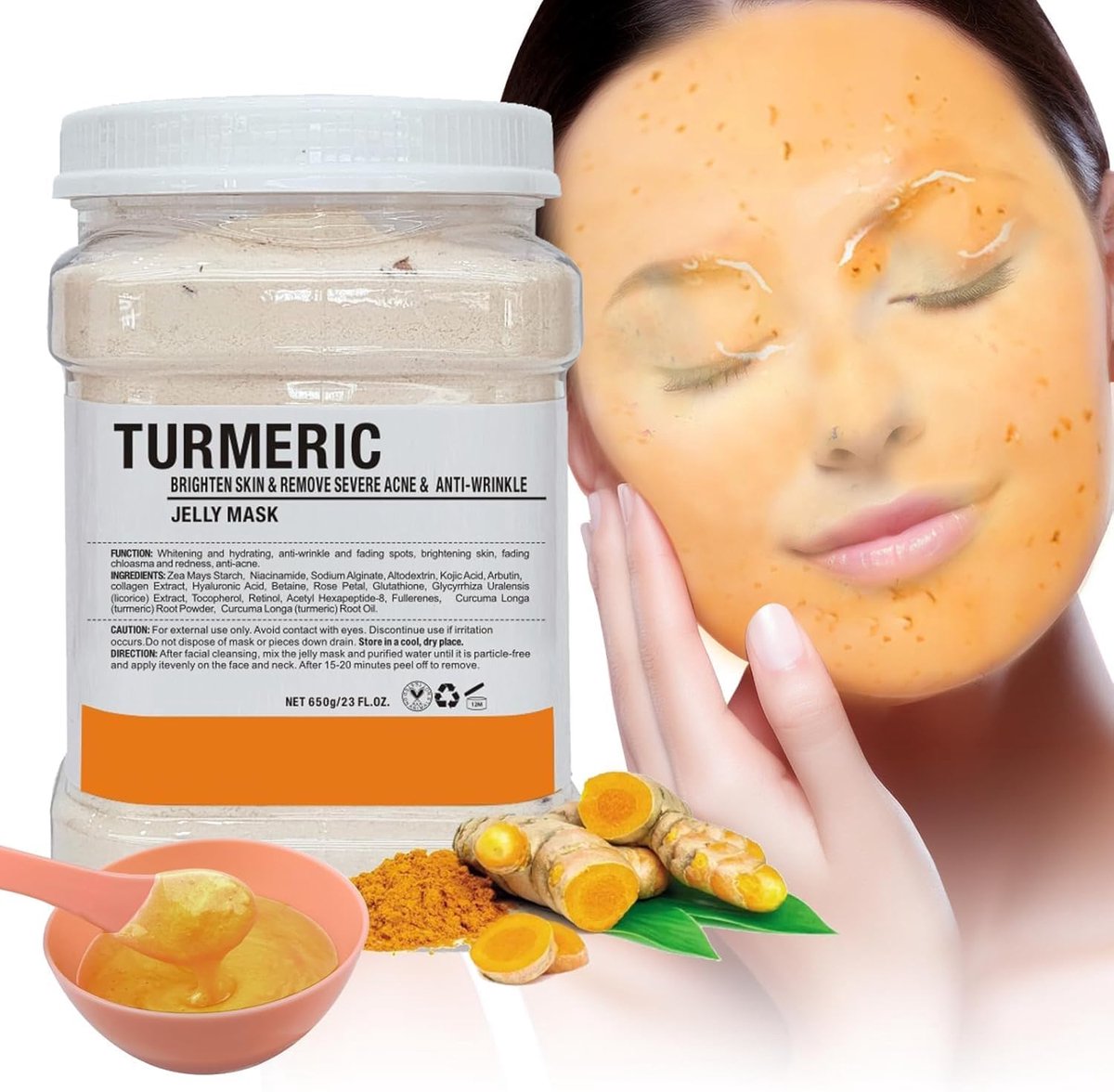 Mask Powder voor gezicht, hydraterend en hydraterend jelly-gezichtsmasker, professioneel spa-gebruik, peel-off gezichtsmasker, diep effectieve hydratatie en glans voor alle huidtypes, 60 ml
