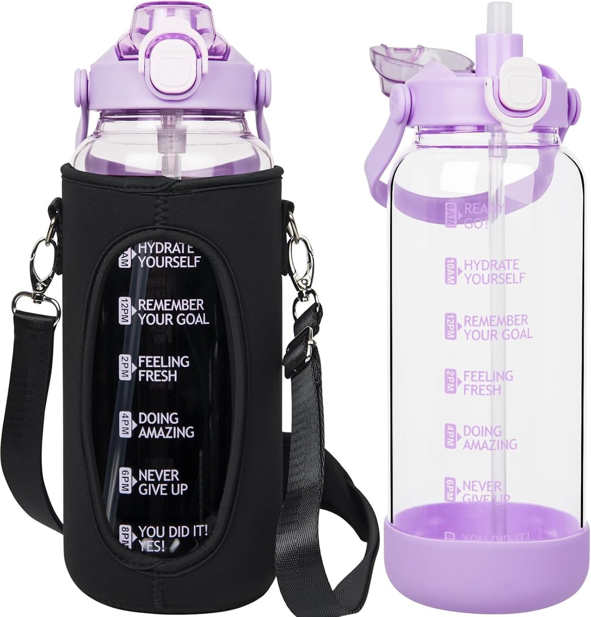1,5l glazen waterfles met rietje en motiverende tijdmarkeringen 1,5 liter grote drinkfles met fruitinfuus voor sap, smoothie, milkshake
