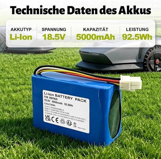 5000mAh robotmaaier vervangende accu voor Dreame A1 A2 Pro, MOVA M600 M1000, ViAX 250/500, LiDAX Ultra 800/1200/1600, vervangt MBPM20 MBPA14 (100Wh, Li-Ion) — afbeelding 2