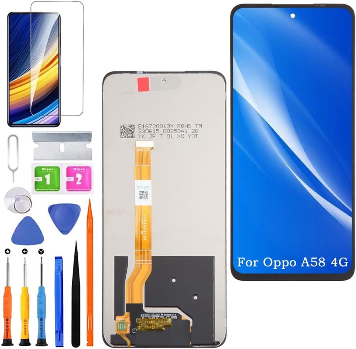 Origineel display voor Oppo A58 4G lcd-scherm, CPH2577, display, touchscreen, digitizer assembly, kit met reparatieonderdelen