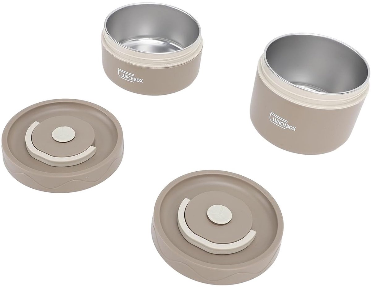 Geïsoleerde Voedselcontainer, Draagbare Lunchcontainers met Thermische Zak Vacuümpot Houd Bènto Hete Dozen Lekvrij Ontwerp met Brede Opening voor Koel, Warm (2 doos)