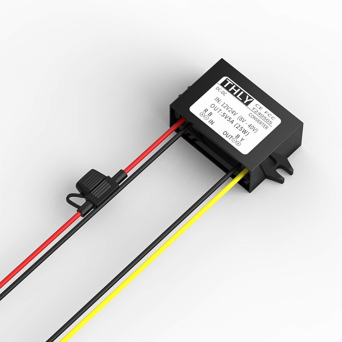 SnelShoppen - Voltage Converter 12V naar 5V, DC Buck Converter 5A 25W met Zekerheidsglas, Waterdicht, Auto, Truck, Boot, Golfkar, LED Verlichting