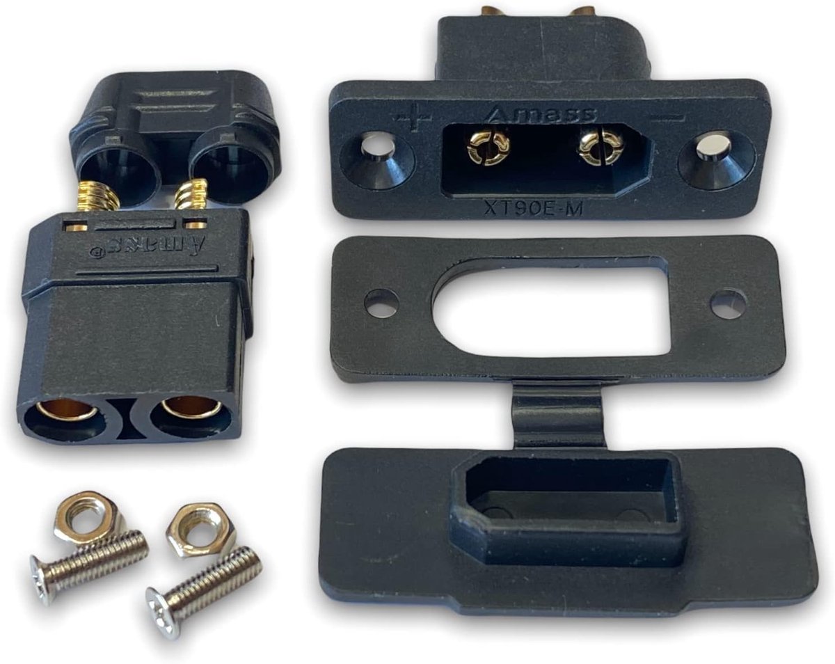 1 x Pair XT90E-M Plugs + XT90H Plug with Rubber Cover, Screws for Lipo Battery XT90 High Current 2-Pin Reverse Polarity - ShopVlot