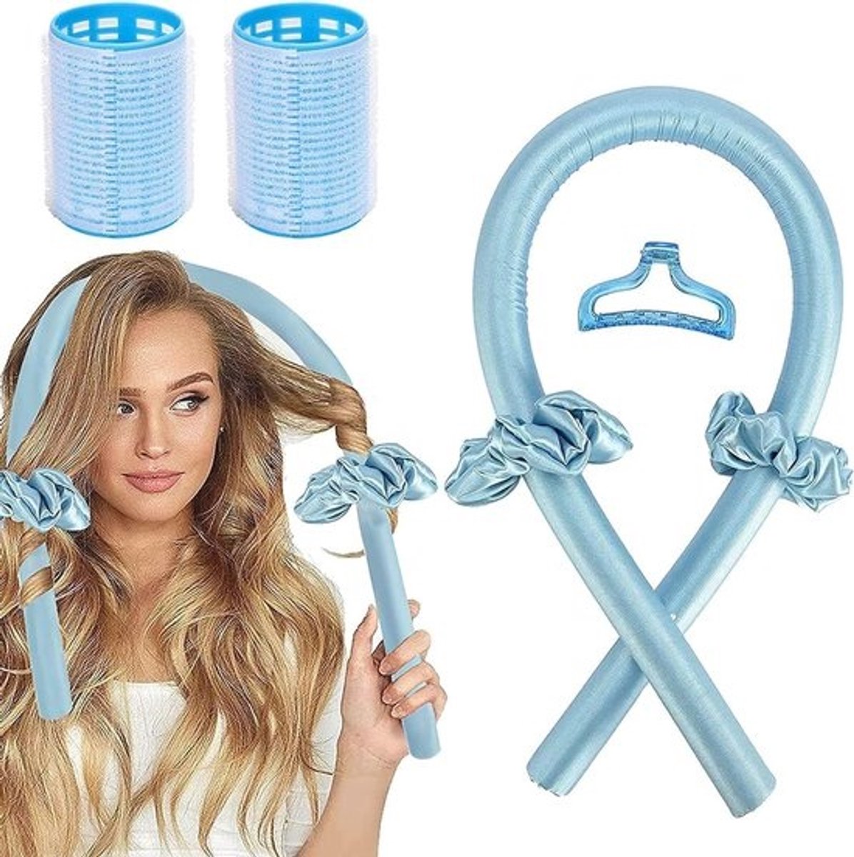Krulspelden voor lang haar - wave styling - warmteloze krultang - haarrollers met hoofdband