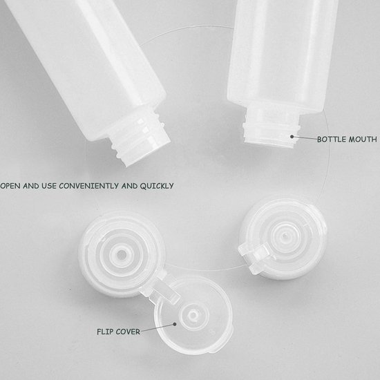 Thijox - 10 Stuks 30 ml Reisflesjes voor Toiletartikelen - Lekvrije Transparante Plastic Knijpflesjes voor Shampoo, Conditioner, Lotions - Ideaal voor van Thijox — afbeelding 2