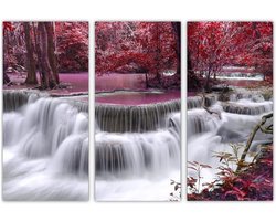 AREDE Set of 3 Wall Art Painting Picture Poster Pink Waterfall (90X60cm) Home Office Wall Decoration Living Room - ShopVlot
