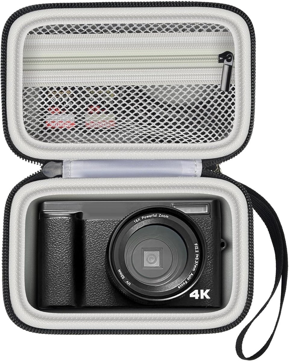 SnelShoppen - Digitale Camera 4K Fotocamera Tas met Digitale Zoom, Compacte Grijze Koffer voor Bescherming van Spiegelreflexcamera, Ideaal voor Reizen