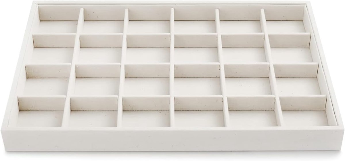 Dailygoods- Sieradentablet stapelbaar - Sieraden organizer - Sieradenopberging lade - 24 vakken - Hoogwaardig houtcomposiet - Fluwelen afwerking - Sie