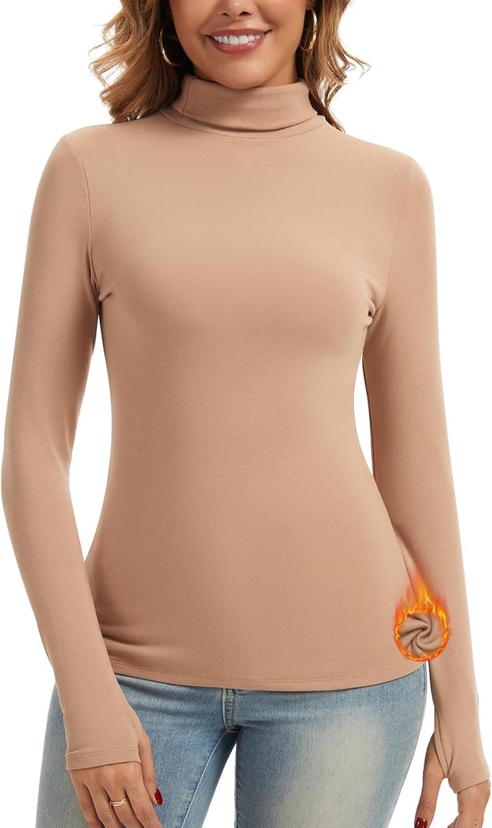 Thermische coltrui dames lange mouwen warm gestapeld coltrui vrouwen hoge hals thermo lange mouwen winter bovendeel dames