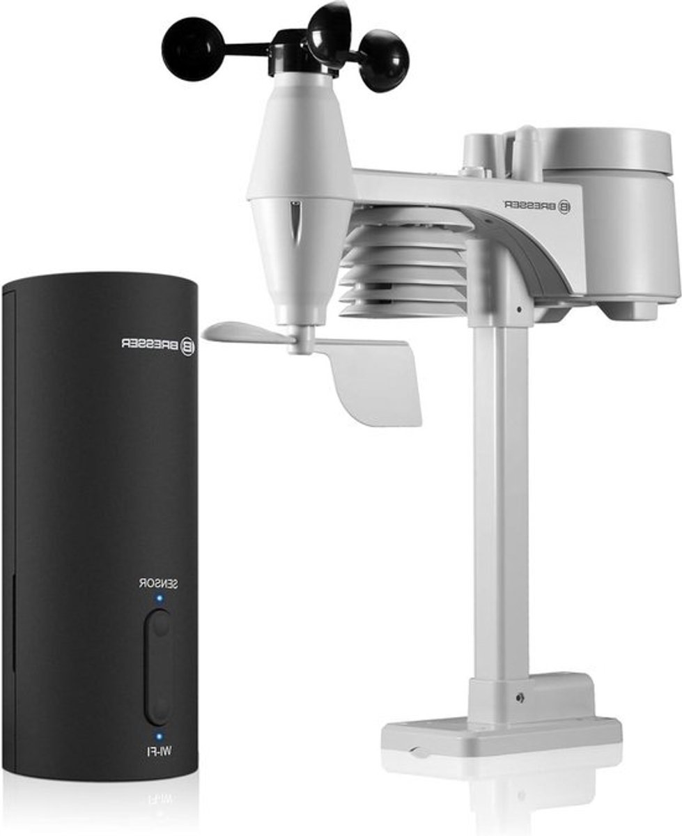 Wifi Weerstation - Weerstation met Sensor - Weergegevens Analyseren - 7-in-1 Buitensensor - Binnen/Buiten Meting - Zwart