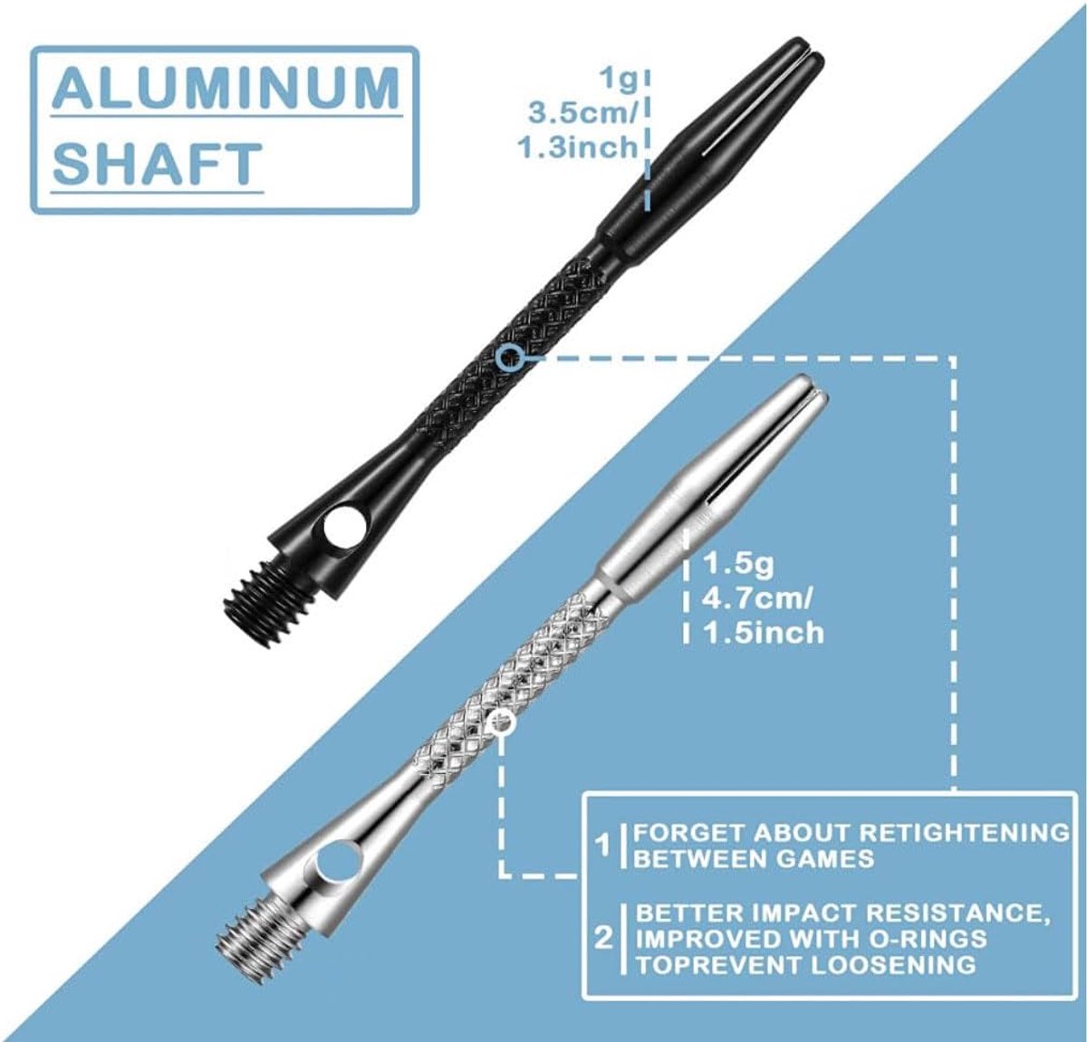 Dailygoods- Dartschachten Aluminium - Lichtgewicht - Duurzaam - Diamantpatroon - 2BA Schroefdraad - Eenvoudige Installatie - Dartpijlen