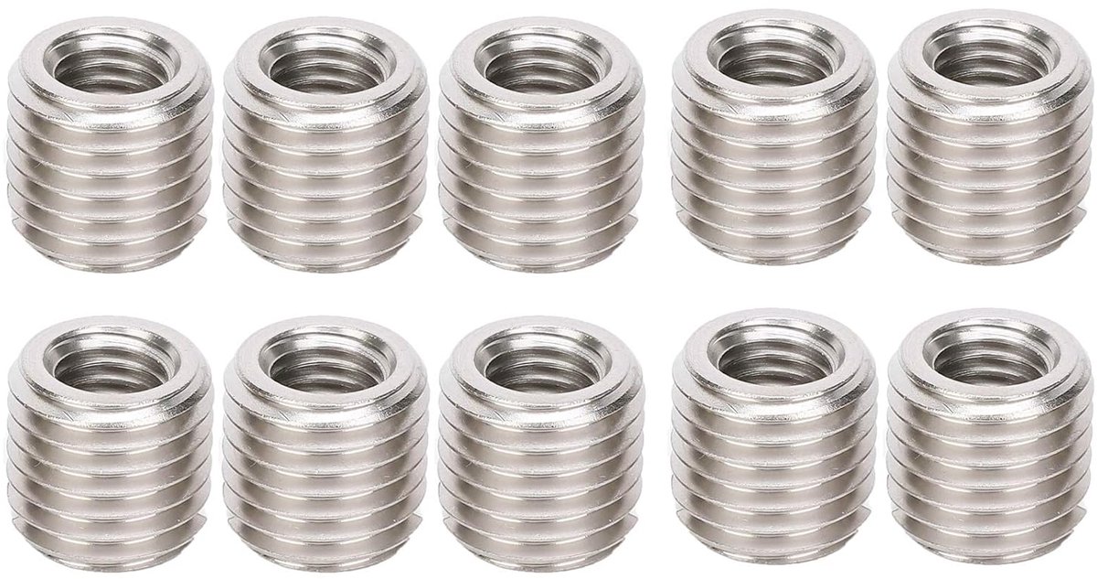 Dailygoods - Draadreduceermoer - Draadreductieadapter - Roestvrijstaal - M10x1.5 en M16x2 - Ideaal voor schroefdraad reparatie - 10 Stuks