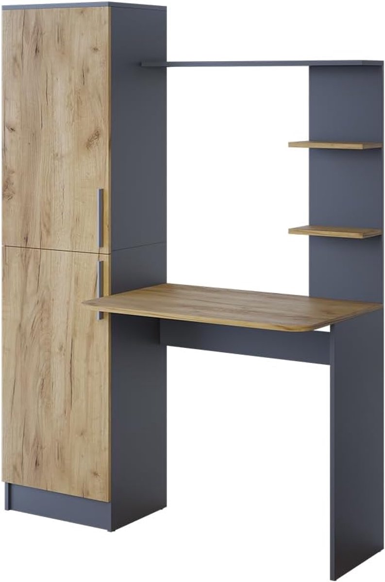 Bureau "Tessa", Antraciet/gouden eik, 122.9 x 52 cm