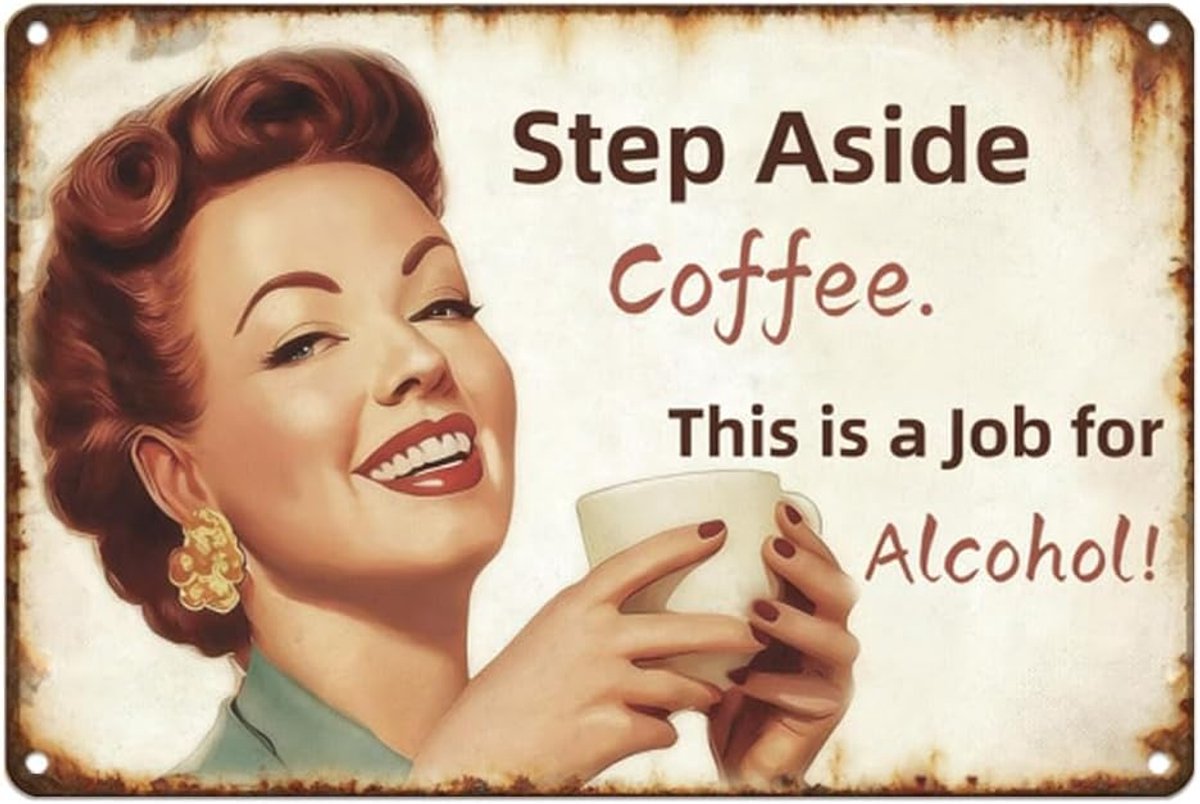 Bord Bar Decor Koffie Vrouw Tinnen Bord Wanddecoratie Keuken Balkon Park IJzer Muurkunst Decor Geniet van Vintage Dame Gezellig Leven Step Aside Coffee