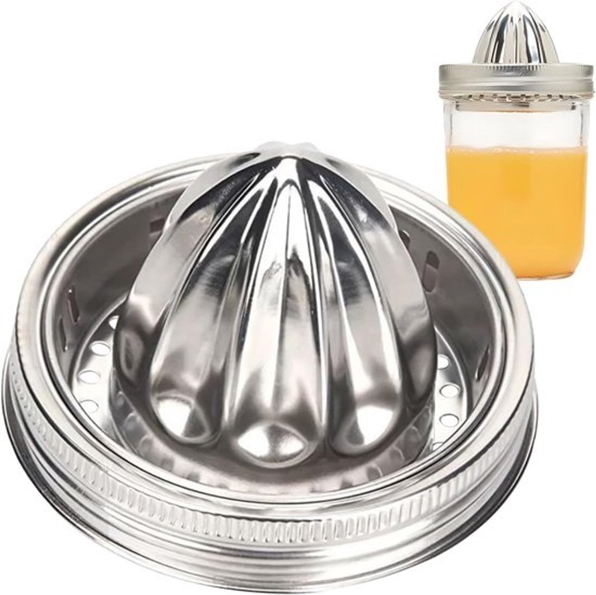 Deksel voor citruspers - Sap deksel - Dranken maken - Roestvrij staal - 8.6 cm - Zilver