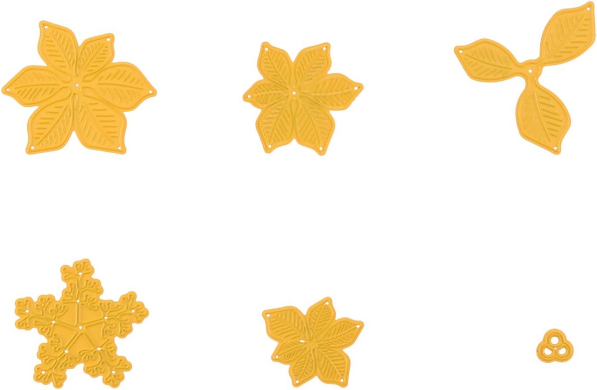 Choice Snijdobbelsteen, kerstbloem kerstster, 6 vormmatrijzen, 1,1 x 1,1 tot 5,2 x 5,7 cm, benodigdheden voor het maken van kaarten, metalen knutselmatrijzen voor scrapbooking, doe-het-zelf