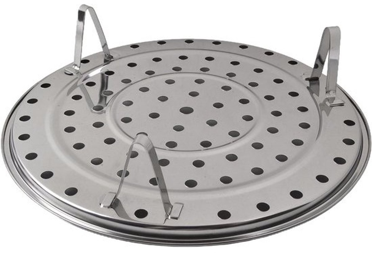 Stoompan Dienblad - Stoomrek - Gezond Koken - Roestvrij Staal - 24 cm Diameter - Zilverkleurig