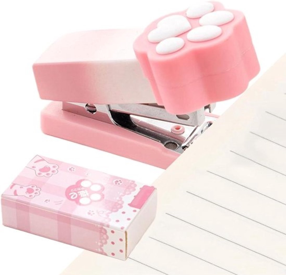 Tafelnietmachine - Mini nietmachine Cat Claw, klein en praktisch in de tas, schrijfwarenaccessoires voor school, kantoor, thuis, reizen, school, kinderen, volwassenen, 2-15 vellen, binding,