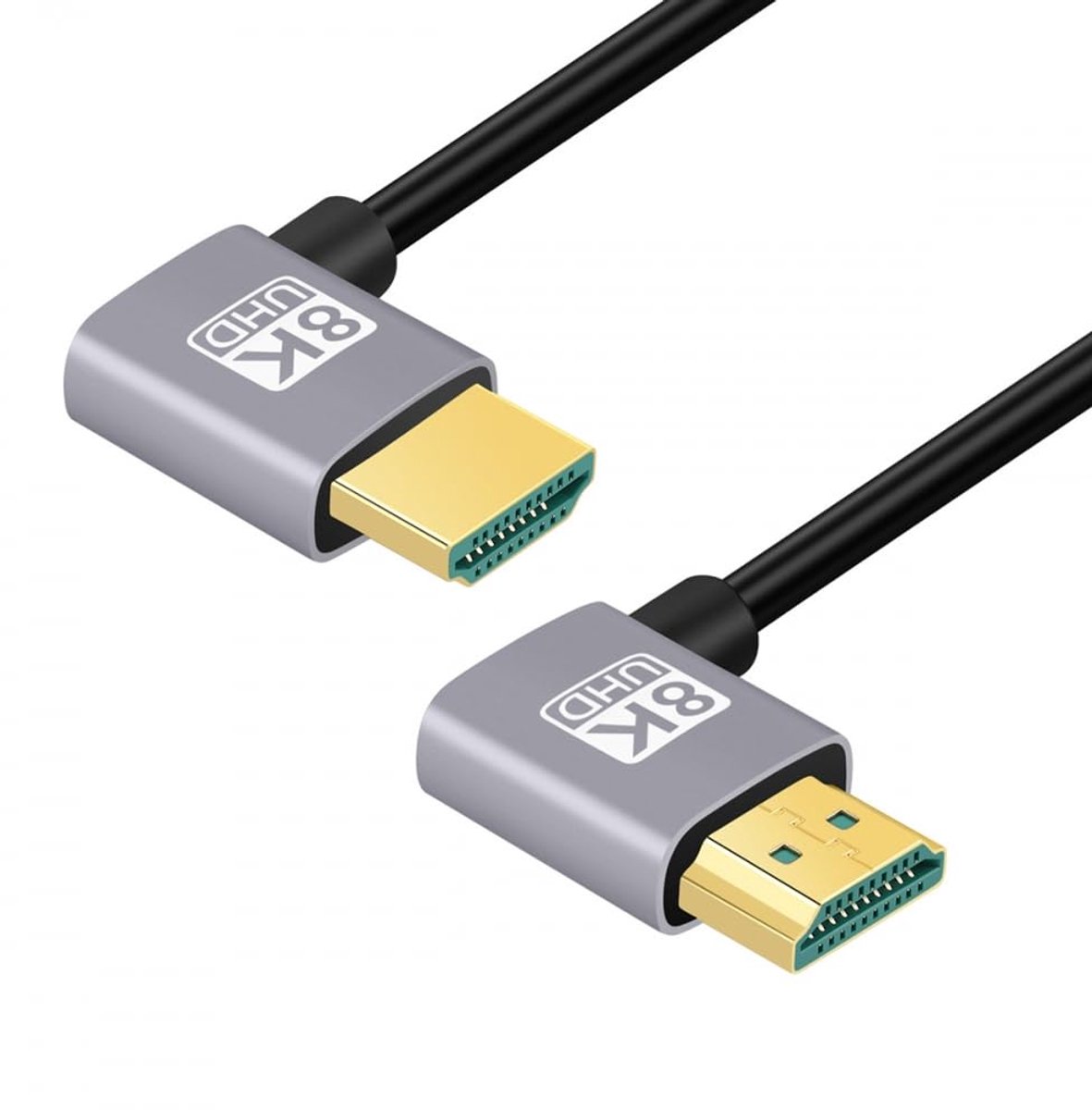 Ultradunne HDMI-kabel 2.1 HDTV 8K 4K Hyper Super Flexibel Slim Cord linker hoek rechts 90 graden type A voor computer HDTV (50 cm)