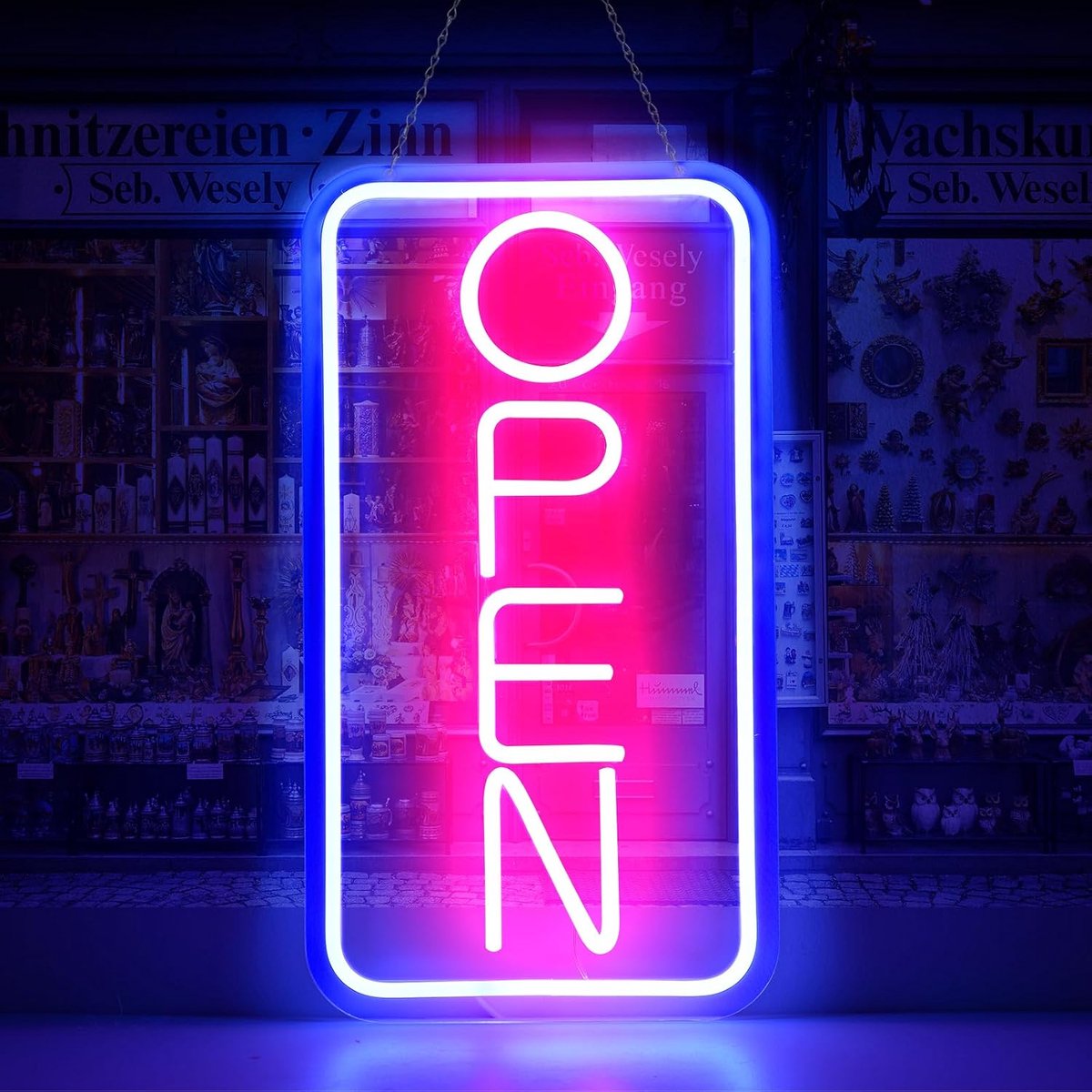 Led-neonborden voor winkel, 42 x 22 cm, open lichtreclame, elektrisch display, stroomvoorziening via USB voor winkels, restaurants, winkels, verticaal
