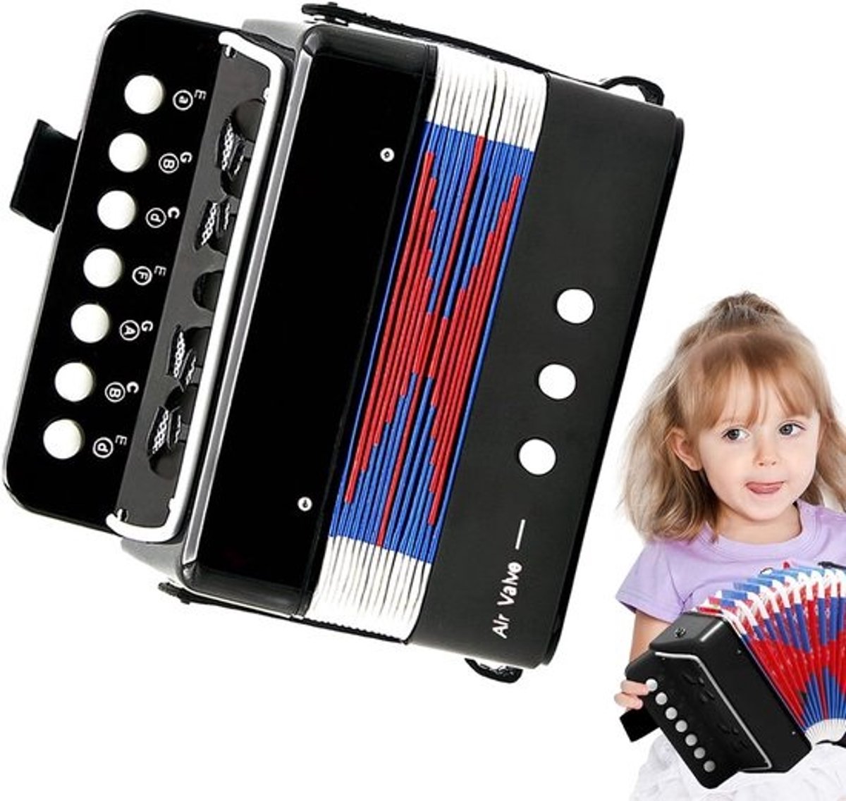 Kinder Accordeon - Muziekinstrument Speelgoed - Muziek Leren Maken - 7 Toetsen Ontwerp - 18 x 17 x 10 cm