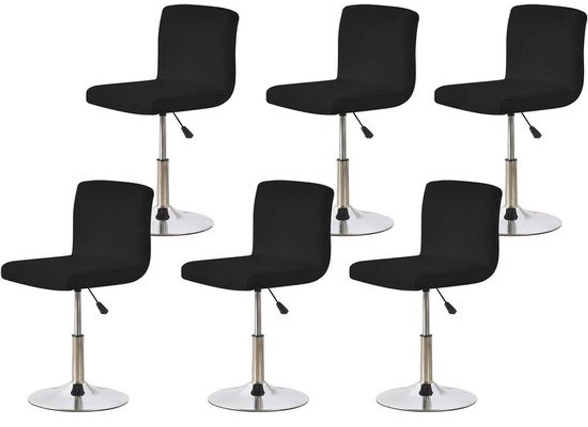 Stoelhoezen Barstoel - Barkrukhoezen Eetkamer - Meubels Vernieuwen - Met Rugleuning - 6 stuks - Zwart